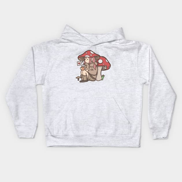 mushroom girl Kids Hoodie by ArtStopCreative